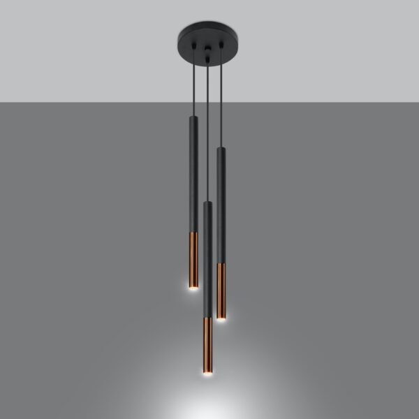 Pendant Lamp Mozaica 3p Black/copper Multi Pendants Great Lighting UK Ltd