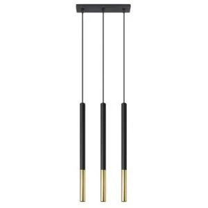 Mozaica 3-Light Linear Pendant - Black / Gold Black - Gold - Copper Lights Great Lighting UK Ltd