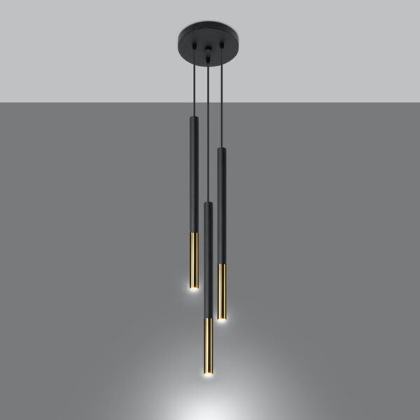 Pendant Lamp Mozaica 3p Black/golden Modern Pendant Lights Great Lighting UK Ltd