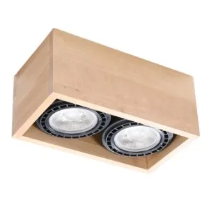 Wooden Ceiling Light Quatro Twin Square 2 Light Spotlight Great Lighting UK Ltd