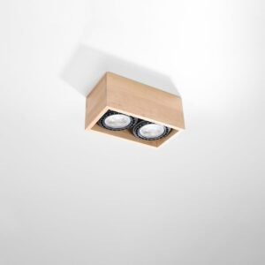 Wooden Ceiling Light Quatro Twin Square 2 Light Spotlight Great Lighting UK Ltd