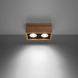 Wooden Ceiling Light Quatro Twin Square 2 Light Spotlight Great Lighting UK Ltd