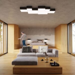 Horus 55cm Square Ceiling Light - Black Modern Large Ceiling Lights Great Lighting UK Ltd