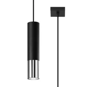 Loopez Pendant Light - Single / Black / Chrome Black & Chrome Lights Great Lighting UK Ltd