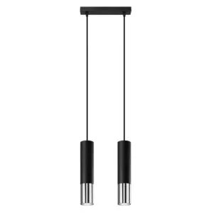 Loopez Twin Pendant Light - Black / Chrome Black & Chrome Lights Great Lighting UK Ltd