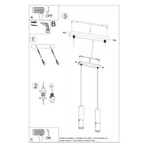 Pendant Lamp Loopez 2 Black / Chrome Multi Pendants Great Lighting UK Ltd