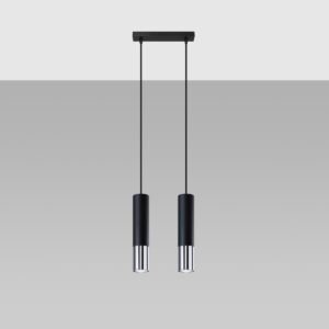 Pendant Lamp Loopez 2 Black / Chrome Multi Pendants Great Lighting UK Ltd
