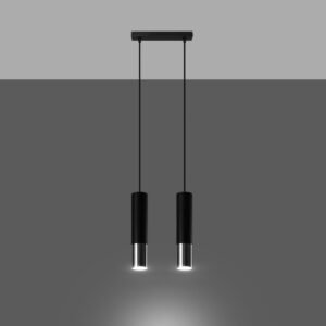Pendant Lamp Loopez 2 Black / Chrome Multi Pendants Great Lighting UK Ltd