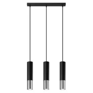 Loopez 3-Light Linear Pendant - Black / Chrome Black & Chrome Lights Great Lighting UK Ltd