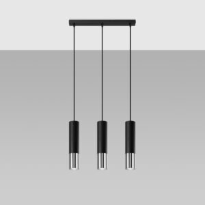 Pendant Lamp Loopez 3l Black / Chrome Multi Pendants Great Lighting UK Ltd