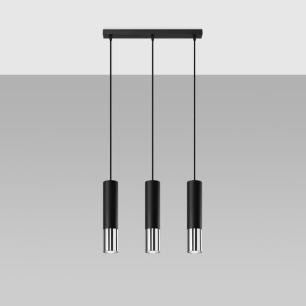 Pendant Lamp Loopez 3l Black/chrome Modern Pendant Lights Great Lighting UK Ltd