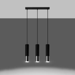 Pendant Lamp Loopez 3l Black / Chrome Multi Pendants Great Lighting UK Ltd
