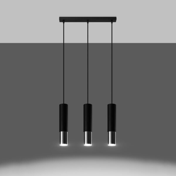 Pendant Lamp Loopez 3l Black/chrome Modern Pendant Lights Great Lighting UK Ltd