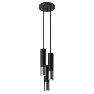 Loopez 3-Light Cluster Pendant - Black / Chrome Black & Chrome Lights Great Lighting UK Ltd