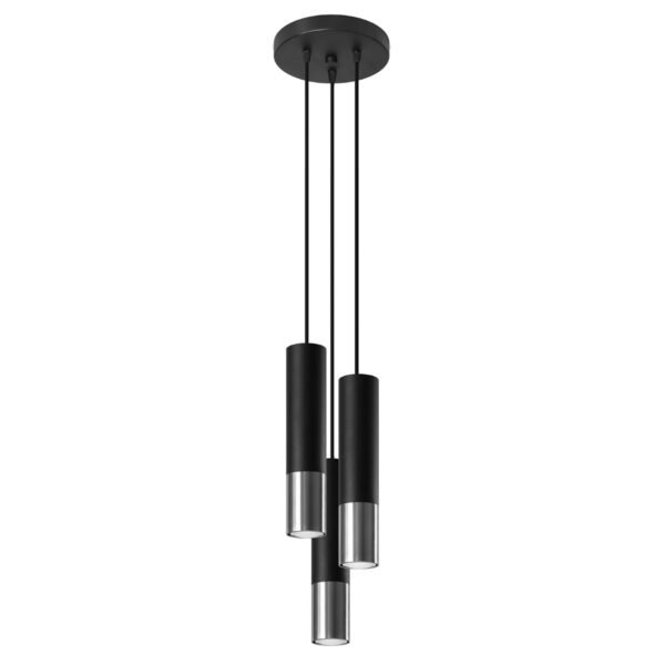 Pendant Lamp Loopez 3p Black/chrome Modern Pendant Lights Great Lighting UK Ltd