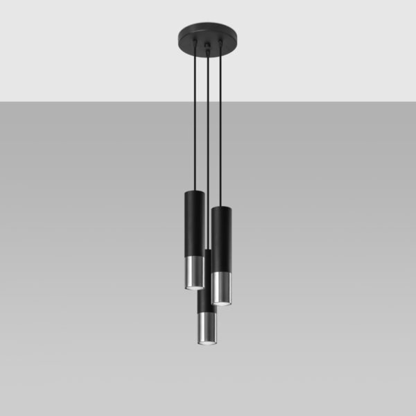 Pendant Lamp Loopez 3p Black/chrome Modern Pendant Lights Great Lighting UK Ltd