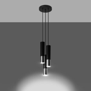 Pendant Lamp Loopez 3p Black / Chrome Multi Pendants Great Lighting UK Ltd