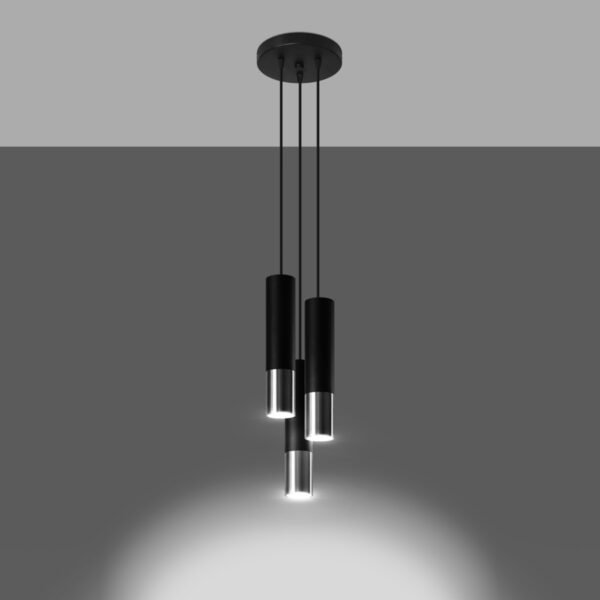 Pendant Lamp Loopez 3p Black/chrome Modern Pendant Lights Great Lighting UK Ltd