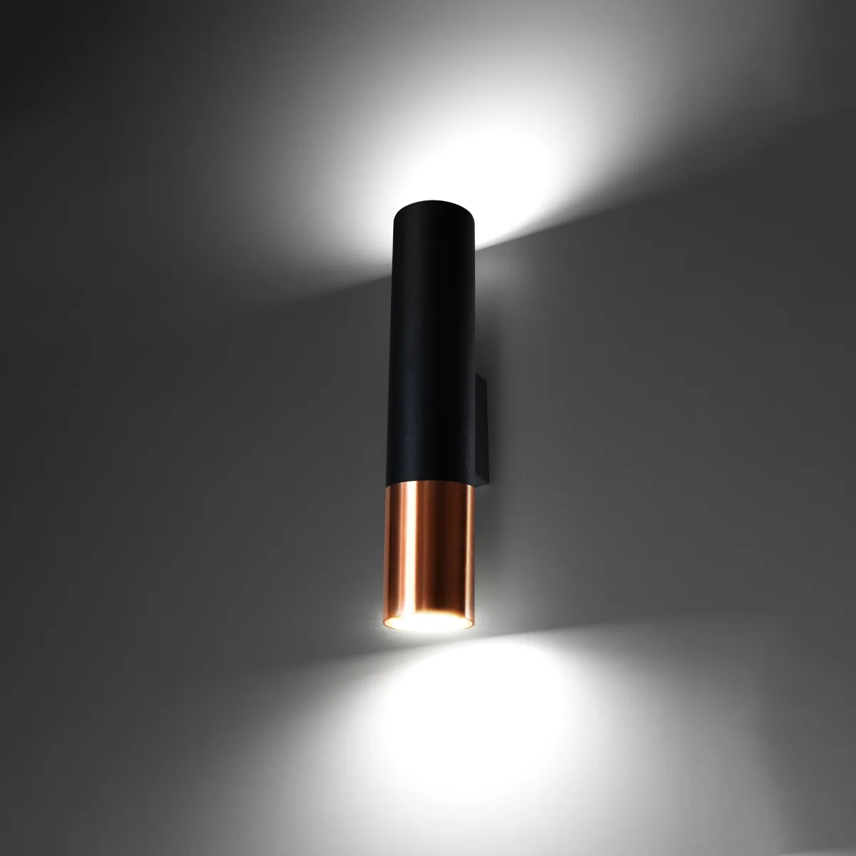 Loopez Wall Light - Black / Copper Double Wall Lights Great Lighting UK Ltd