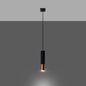 Pendant Lamp Loopez 1 Black / Copper Modern Single Pendants Great Lighting UK Ltd