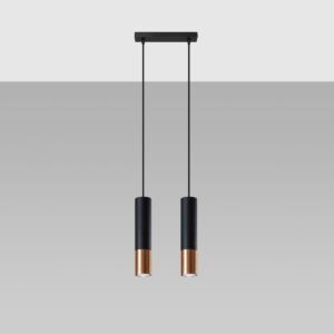 Pendant Lamp Loopez 2 Black / Copper Multi Pendants Great Lighting UK Ltd