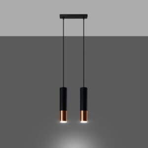 Pendant Lamp Loopez 2 Black / Copper Multi Pendants Great Lighting UK Ltd