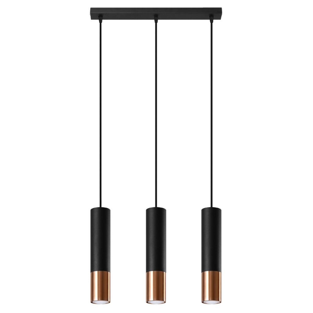 Loopez 3-Light Linear Pendant - Black / Copper