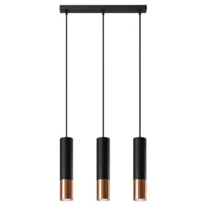 Loopez 3-Light Linear Pendant - Black / Copper Bar & Linear Pendant Lights Great Lighting UK Ltd
