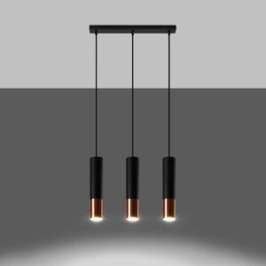 Pendant Lamp Loopez 3l Black / Copper Multi Pendants Great Lighting UK Ltd