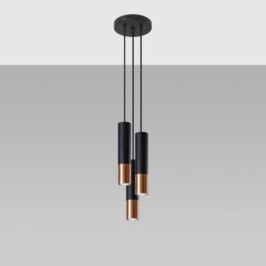 Pendant Lamp Loopez 3p Black / Copper Multi Pendants Great Lighting UK Ltd