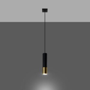 Pendant Lamp Loopez 1 Black / Gold Modern Single Pendants Great Lighting UK Ltd