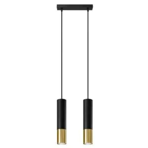 Loopez Twin Pendant Light - Black / Gold Black - Gold - Copper Lights Great Lighting UK Ltd