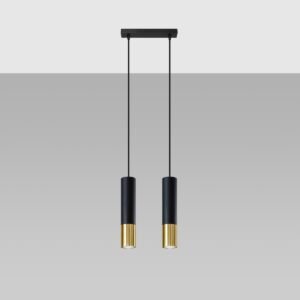 Pendant Lamp Loopez 2 Black / Gold Multi Pendants Great Lighting UK Ltd