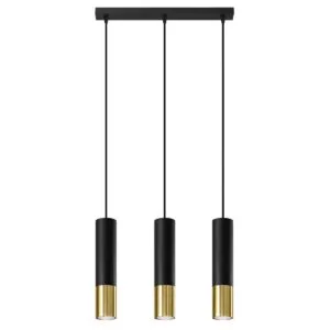 Loopez 3-Light Linear Pendant - Black / Gold Black - Gold - Copper Lights Great Lighting UK Ltd