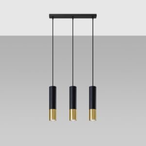 Pendant Lamp Loopez 3l Black / Gold Multi Pendants Great Lighting UK Ltd
