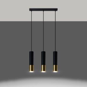 Pendant Lamp Loopez 3l Black / Gold Multi Pendants Great Lighting UK Ltd