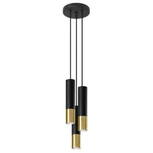 Loopez 3-Light Cluster Pendant - Black / Gold Black - Gold - Copper Lights Great Lighting UK Ltd