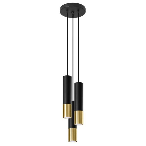 Pendant Lamp Loopez 3p Black/golden Modern Pendant Lights Great Lighting UK Ltd