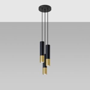 Pendant Lamp Loopez 3p Black / Gold Multi Pendants Great Lighting UK Ltd