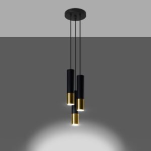 Pendant Lamp Loopez 3p Black / Gold Multi Pendants Great Lighting UK Ltd