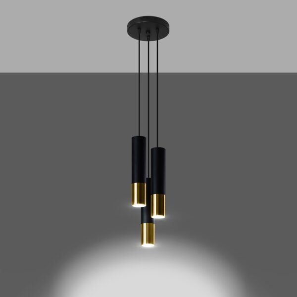 Pendant Lamp Loopez 3p Black/golden Modern Pendant Lights Great Lighting UK Ltd