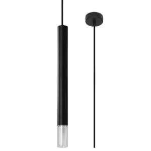 Wezyr Single Pendant - Black Cylinder Pendant Lights Great Lighting UK Ltd