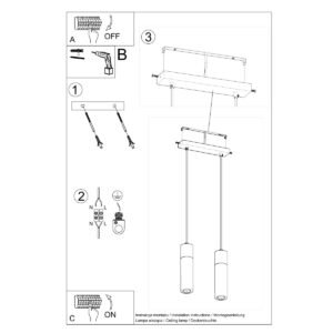 Pendant Lamp Zane 2 Grey Multi Pendants Great Lighting UK Ltd