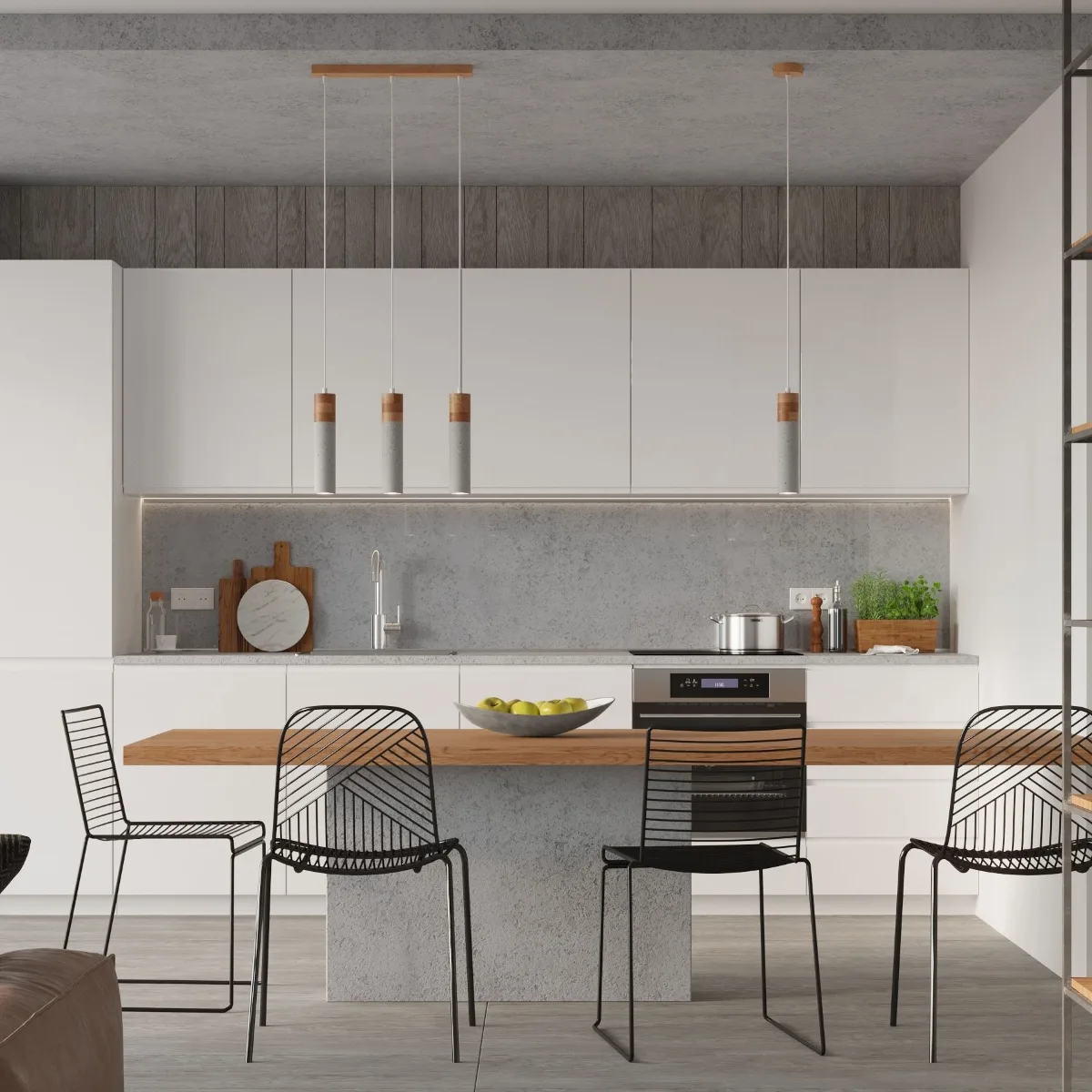 Wooden Pendant Light Zane Twin Grey Concrete Pendant Lights Great Lighting UK Ltd
