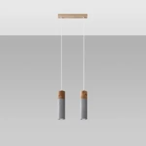 Wooden Pendant Light Zane Twin Grey Concrete Pendant Lights Great Lighting UK Ltd