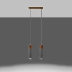Wooden Pendant Light Zane Twin Grey Concrete Pendant Lights Great Lighting UK Ltd