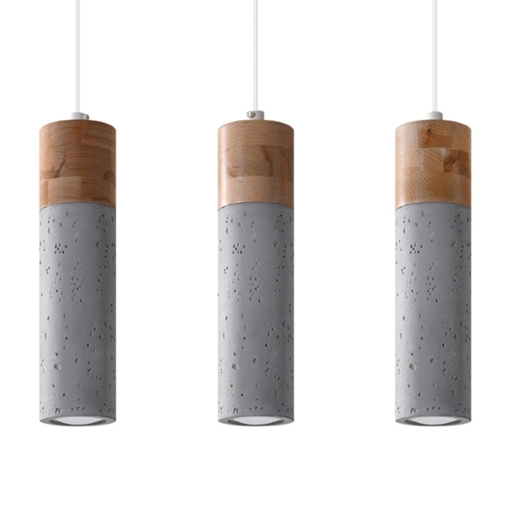 Wooden Pendant Light Zane Three Light Grey Concrete Pendant Lights Great Lighting UK Ltd