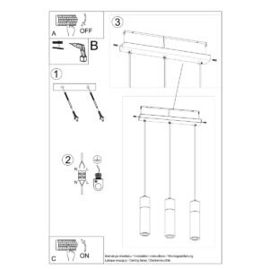 Pendant Lamp Zane 3 Grey Multi Pendants Great Lighting UK Ltd