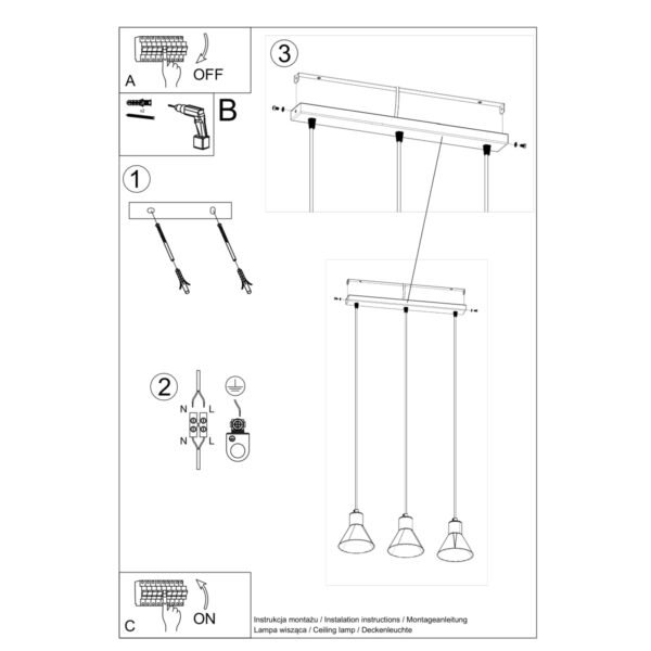 Pendant Lamp Taleja 3 Black [e27] - Image 5