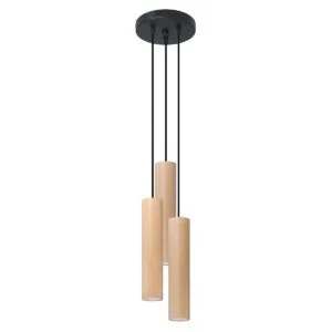 Pendant Lamp Lino Three Light Natural Wood Living Room Pendant Lights Great Lighting UK Ltd